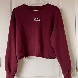 Hollister Cropped Burgundy Sweater M